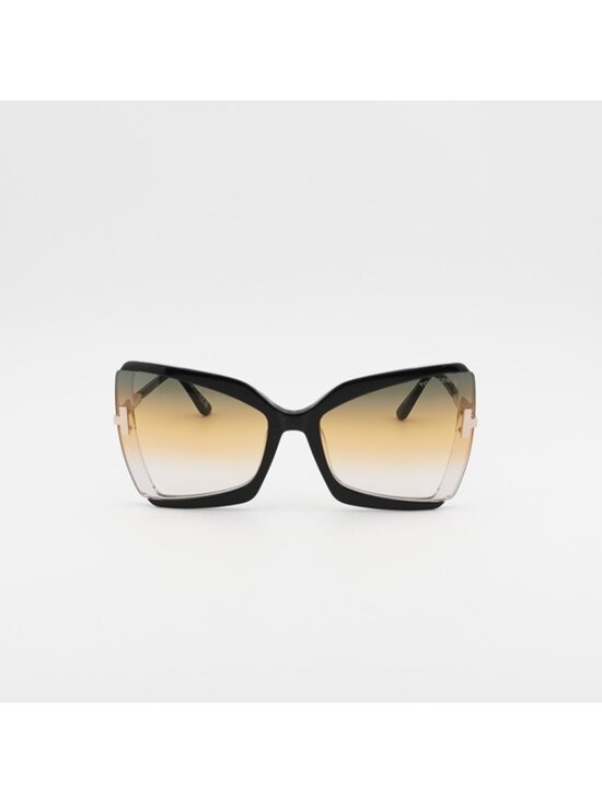 Tom Ford Gia FT0766 03B Sunglasses Black Butterfly Frame, Green Lenses main image 7